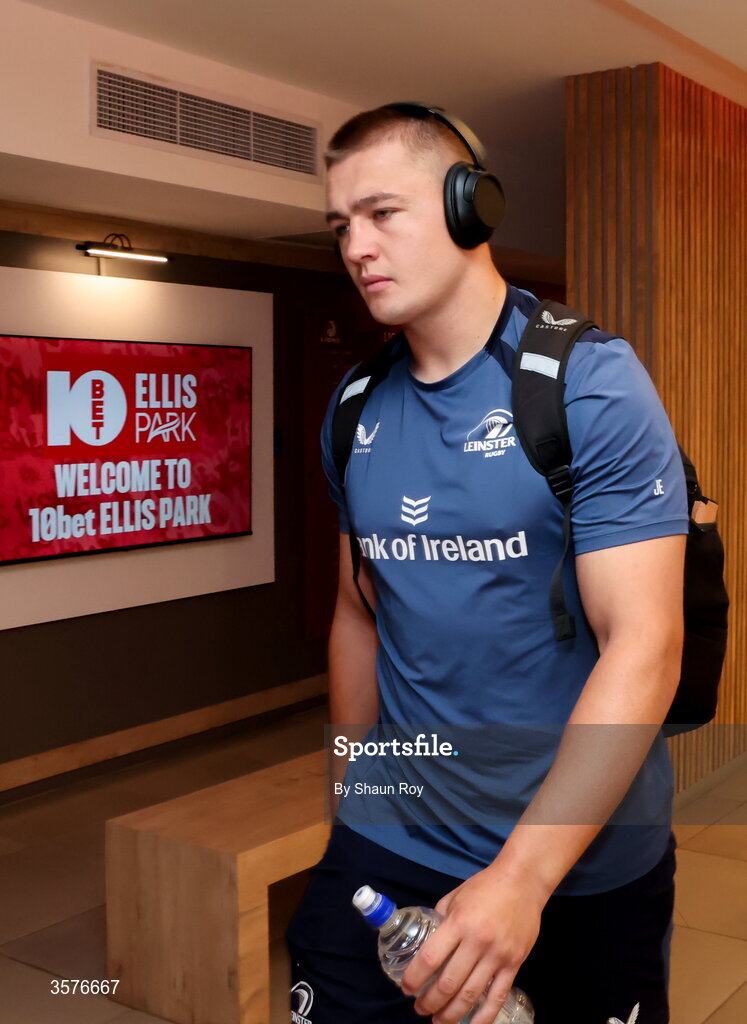 26 September 2026; Josh Ericson of Leinster arrives before the United Rugby Championship match between Lions and Leinster at Ellis Park in Johannesburg, South Africa. Photo by Shaun Roy/Sportsfile