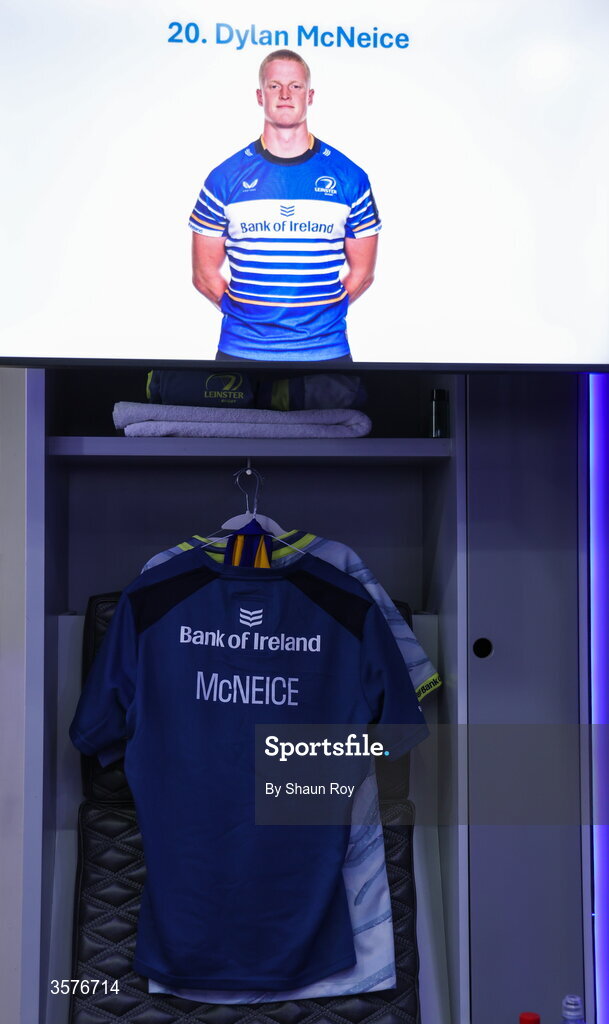 26 September 2026; The jersey of Dylan McNeice  in the Leinster dressing room before the United Rugby Championship match between Lions and Leinster at Ellis Park in Johannesburg, South Africa. Photo by Shaun Roy/Sportsfile
