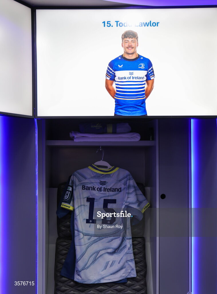 26 September 2026; The jersey of Todd Lawlor in the Leinster dressing room before the United Rugby Championship match between Lions and Leinster at Ellis Park in Johannesburg, South Africa. Photo by Shaun Roy/Sportsfile