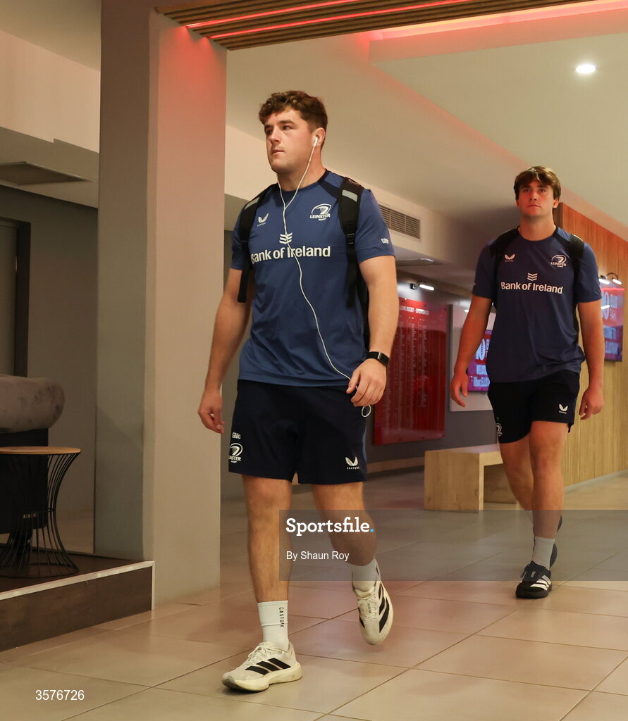 26 September 2026; Gus McCarthy of Leinster arrives before the United Rugby Championship match between Lions and Leinster at Ellis Park in Johannesburg, South Africa. Photo by Shaun Roy/Sportsfile