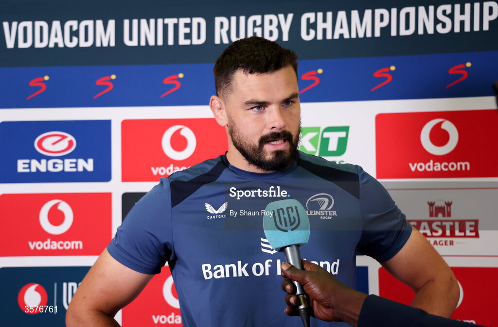 26 September 2026; Leinster captain Max Deegan before the United Rugby Championship match between Lions and Leinster at Ellis Park in Johannesburg, South Africa. Photo by Shaun Roy/Sportsfile