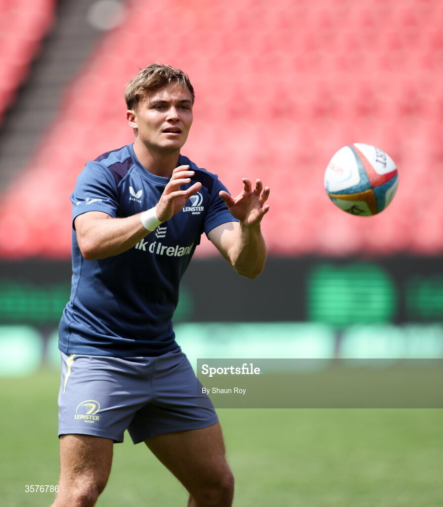 26 September 2026; Fintan Gunne warms up before the United Rugby Championship match between Lions and Leinster at Ellis Park in Johannesburg, South Africa. Photo by Shaun Roy/Sportsfile
