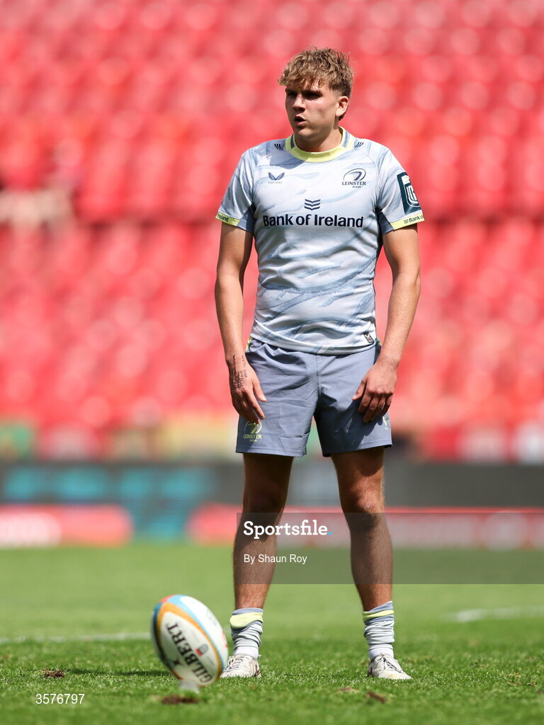 26 September 2026; Caspar Gabriel of Leinster kicks a penalty during the United Rugby Championship match between Lions and Leinster at Ellis Park in Johannesburg, South Africa. Photo by Shaun Roy/Sportsfile