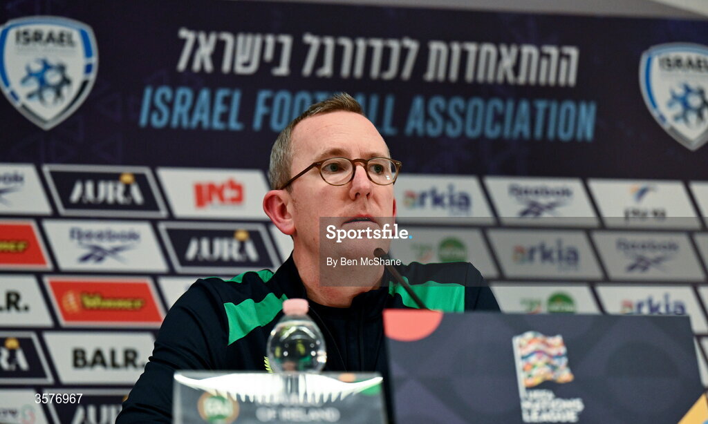 26 September 2026; FAI chief executive officer David Courell during the Republic of Ireland press conference at Nagyerdei Stadion in Debrecen, Hungary. Photo by Ben McShane/Sportsfile