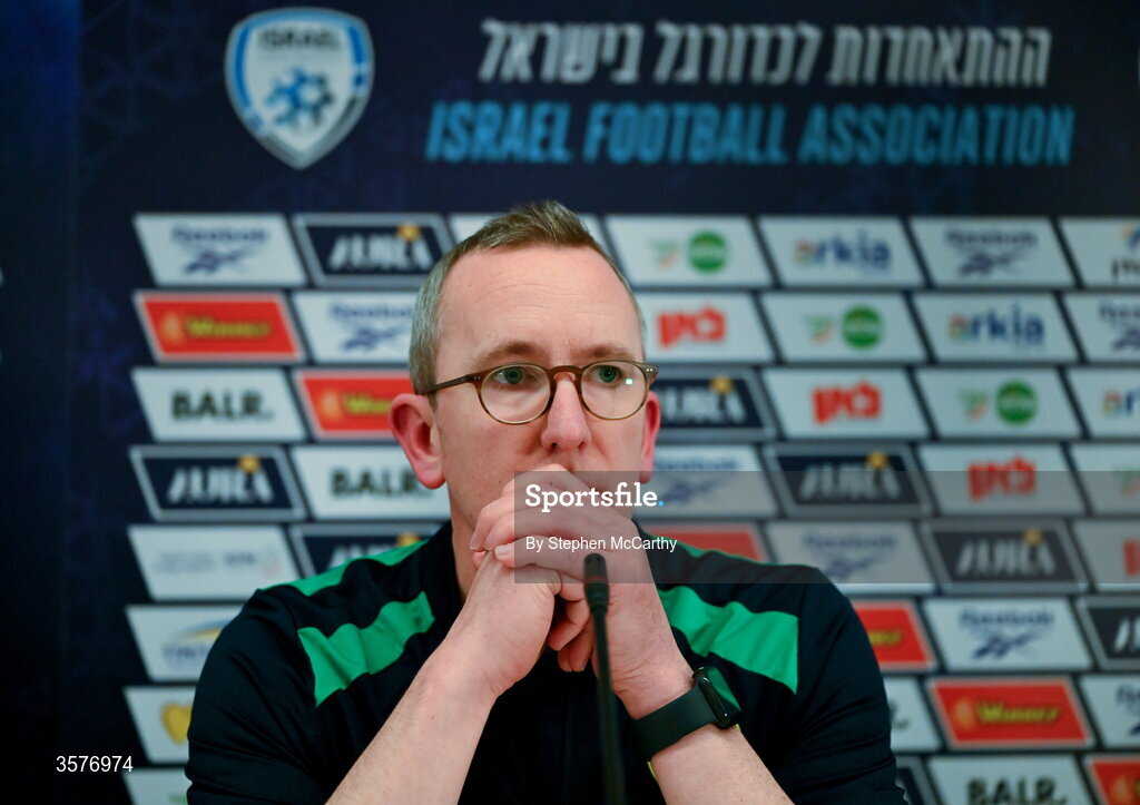 26 September 2026; FAI chief executive officer David Courell during the Republic of Ireland press conference at Nagyerdei Stadion in Debrecen, Hungary. Photo by Stephen McCarthy/Sportsfile
