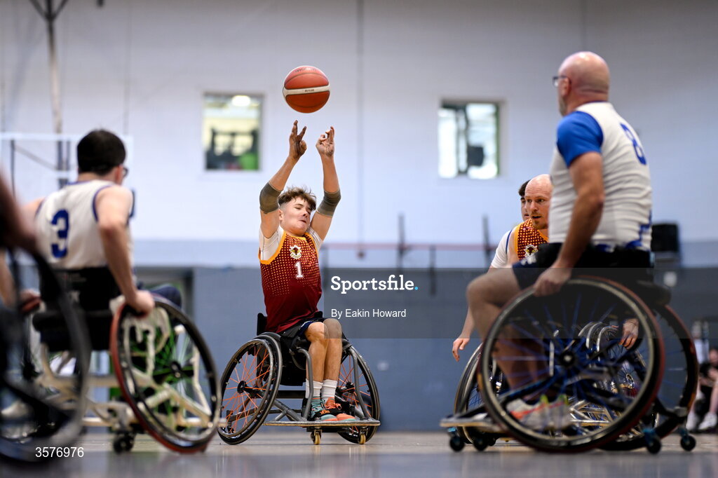 26 September 2026; Ethan Leonard of Titans BC in action during the Basketball Ireland National Cup quarter-final between Titans BC and Clonaslee WBC in the Irish Wheelchair AsEthan Leonard sociation Sports Hall in Clontarf, Dublin. Photo by Eakin Howard/Sportsfile