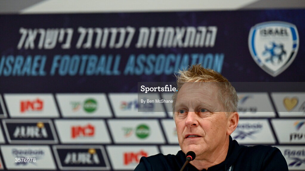 26 September 2026; Republic of Ireland head coach Heimir Hallgrimsson during the Republic of Ireland press conference at Nagyerdei Stadion in Debrecen, Hungary. Photo by Ben McShane/Sportsfile