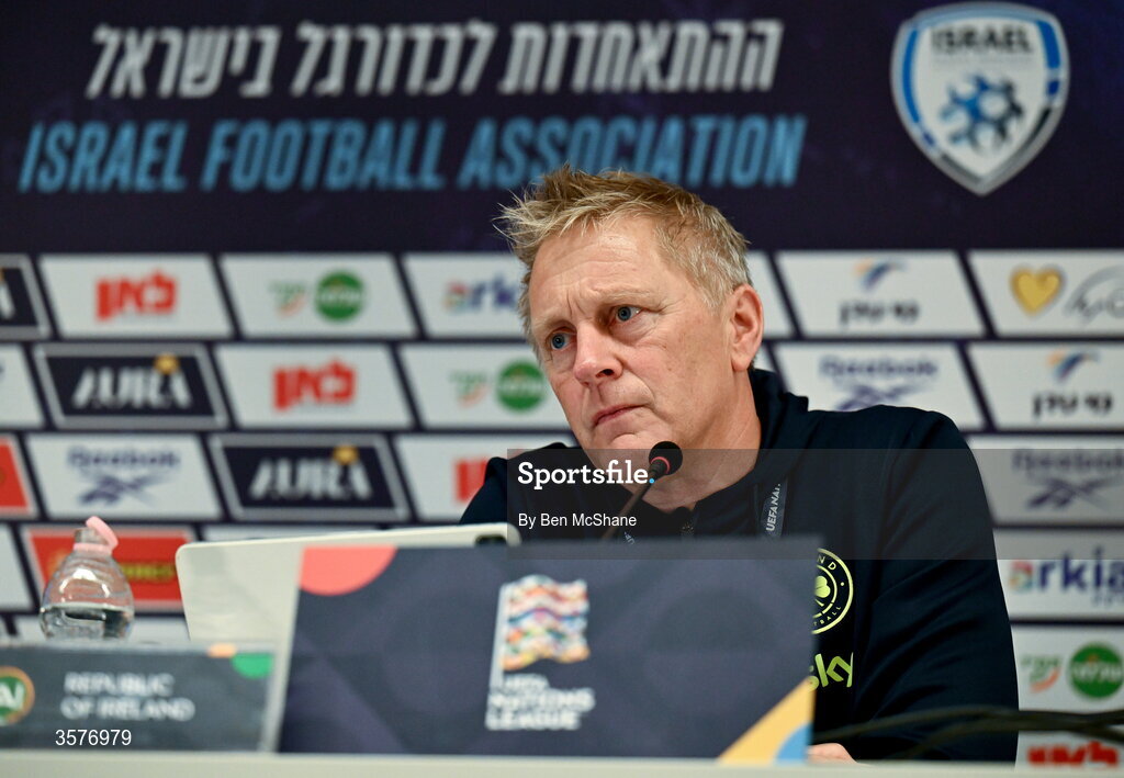 26 September 2026; Republic of Ireland head coach Heimir Hallgrimsson during the Republic of Ireland press conference at Nagyerdei Stadion in Debrecen, Hungary. Photo by Ben McShane/Sportsfile