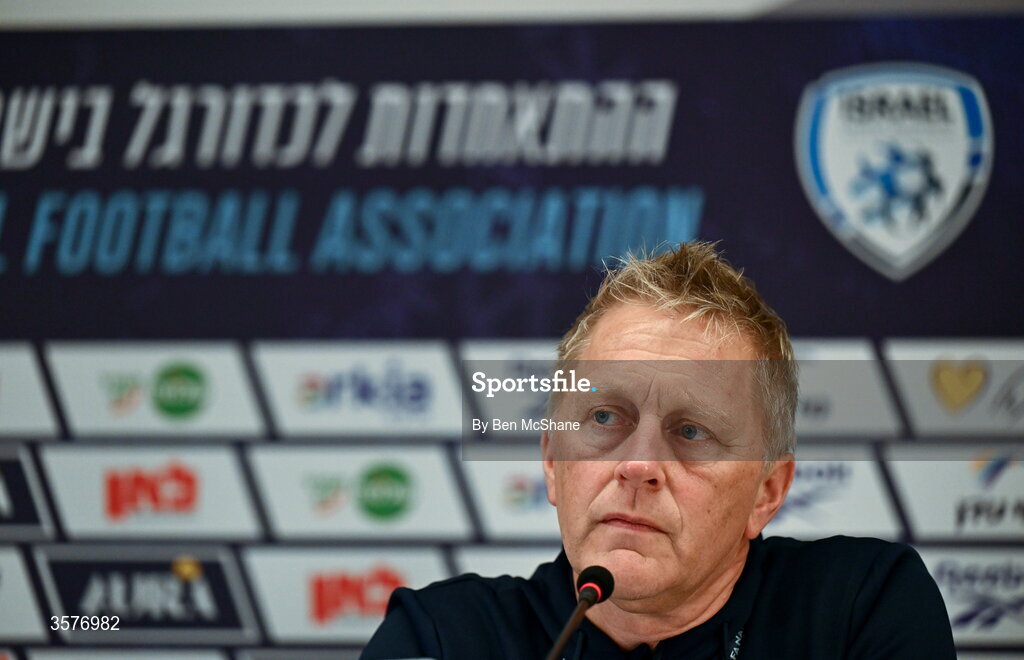 26 September 2026; Republic of Ireland head coach Heimir Hallgrimsson during the Republic of Ireland press conference at Nagyerdei Stadion in Debrecen, Hungary. Photo by Ben McShane/Sportsfile