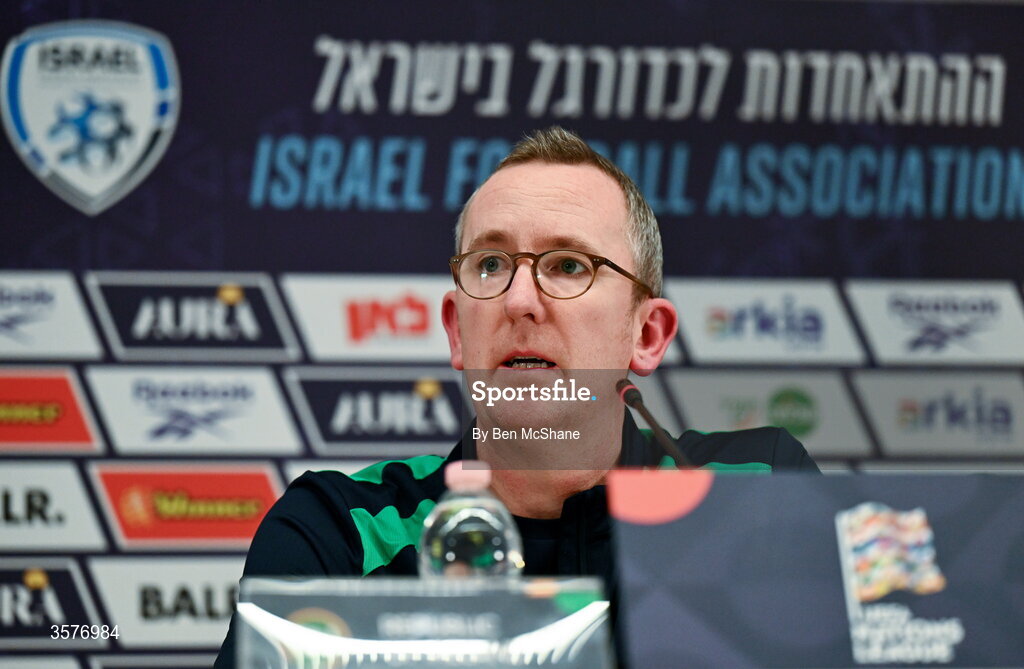 26 September 2026; FAI chief executive officer David Courell during the Republic of Ireland press conference at Nagyerdei Stadion in Debrecen, Hungary. Photo by Ben McShane/Sportsfile