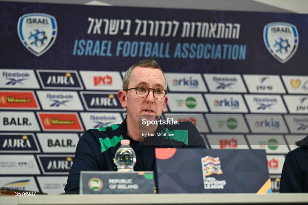 26 September 2026; FAI chief executive officer David Courell during the Republic of Ireland press conference at Nagyerdei Stadion in Debrecen, Hungary. Photo by Ben McShane/Sportsfile