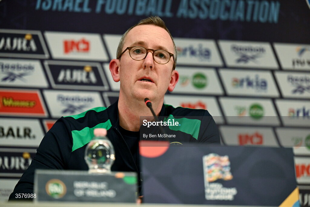 26 September 2026; FAI chief executive officer David Courell during the Republic of Ireland press conference at Nagyerdei Stadion in Debrecen, Hungary. Photo by Ben McShane/Sportsfile
