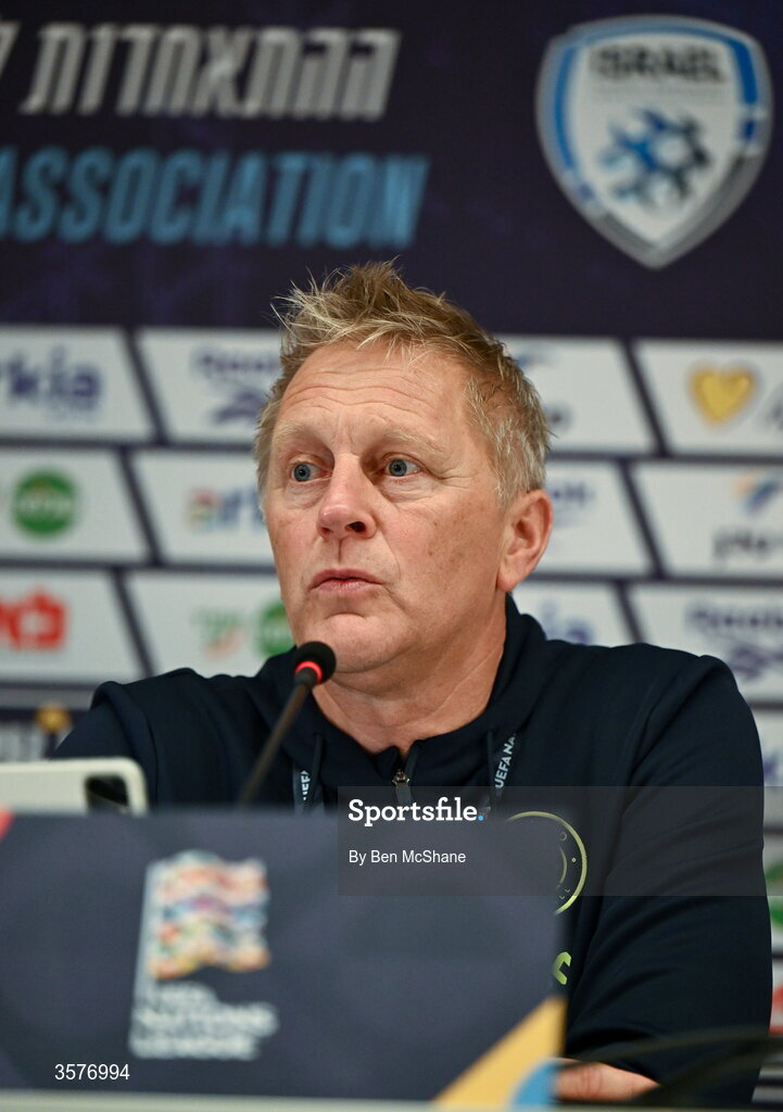 26 September 2026; Republic of Ireland head coach Heimir Hallgrimsson during the Republic of Ireland press conference at Nagyerdei Stadion in Debrecen, Hungary. Photo by Ben McShane/Sportsfile