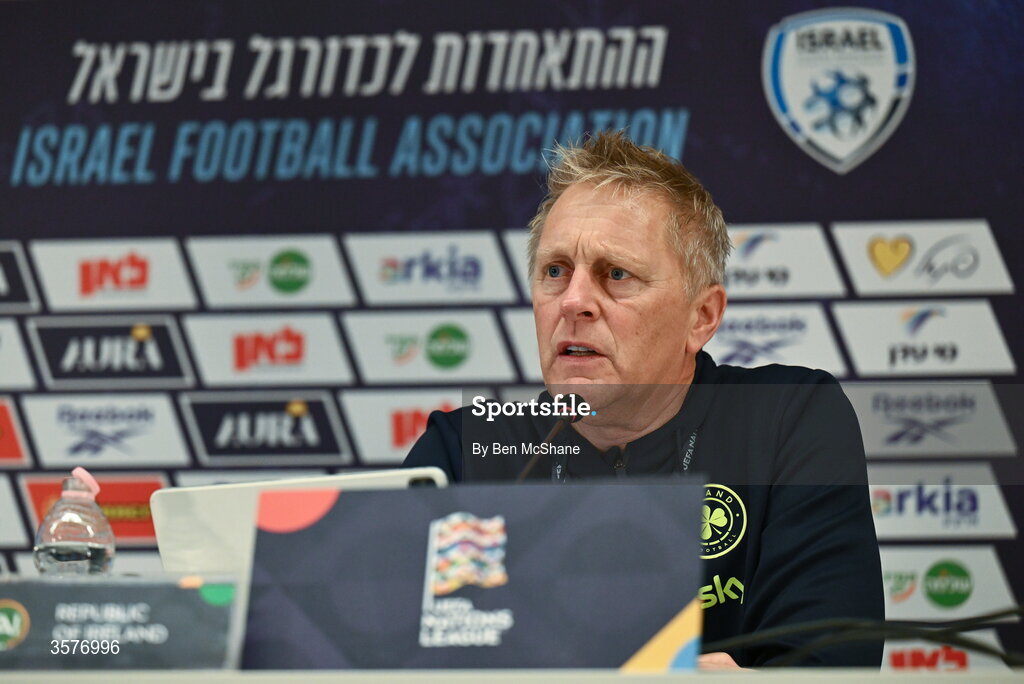 26 September 2026; Republic of Ireland head coach Heimir Hallgrimsson during the Republic of Ireland press conference at Nagyerdei Stadion in Debrecen, Hungary. Photo by Ben McShane/Sportsfile