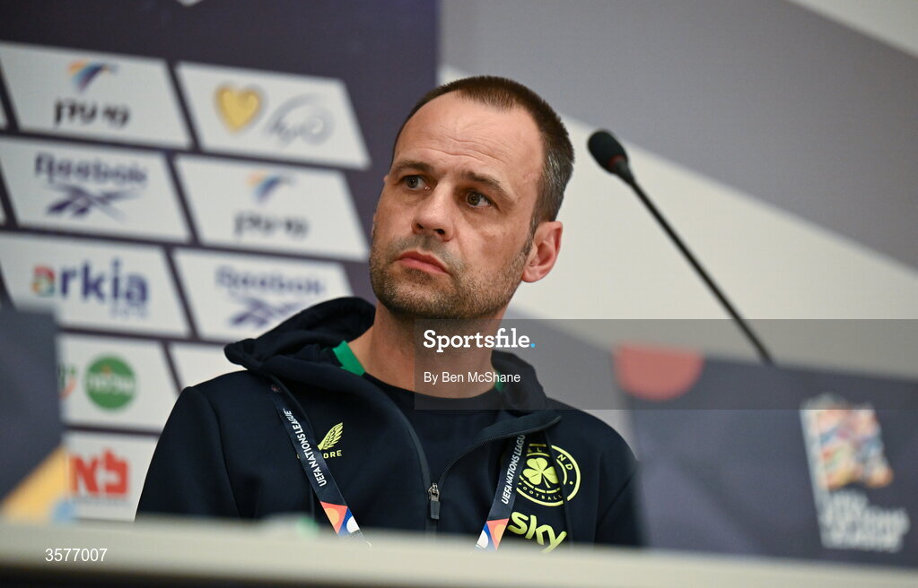 26 September 2026; FAI director of football John Martin during the Republic of Ireland press conference at Nagyerdei Stadion in Debrecen, Hungary. Photo by Ben McShane/Sportsfile