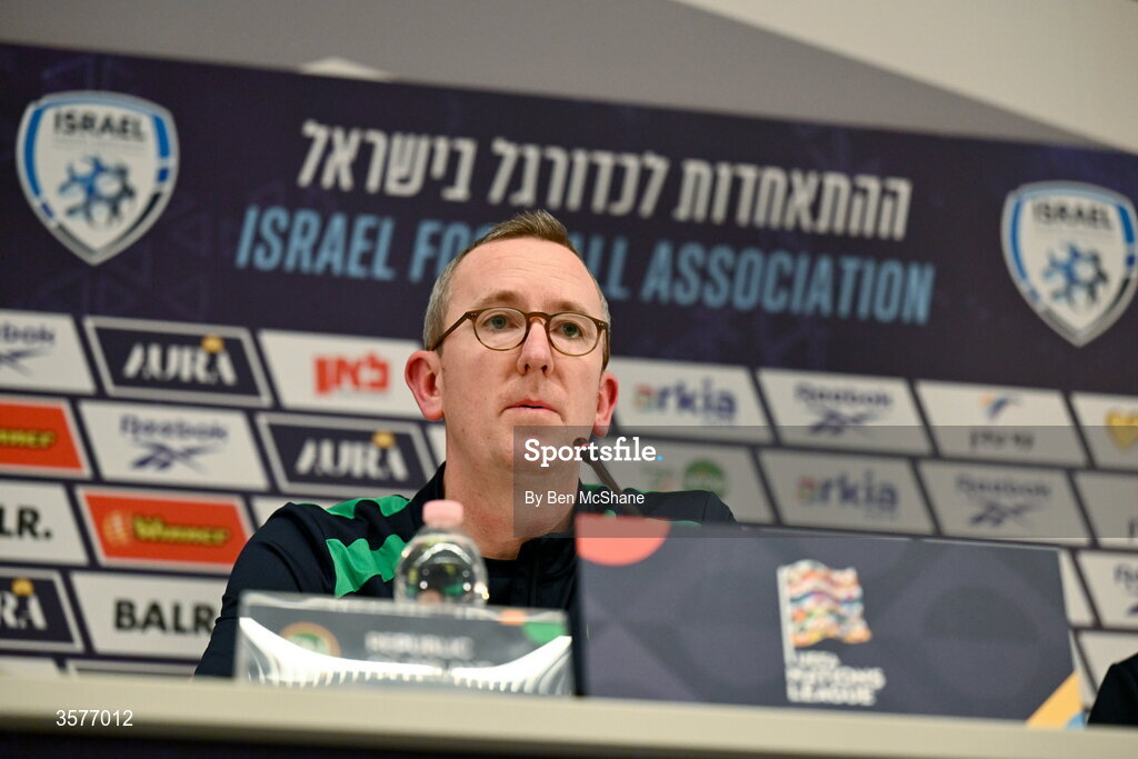 26 September 2026; FAI chief executive officer David Courell during the Republic of Ireland press conference at Nagyerdei Stadion in Debrecen, Hungary. Photo by Ben McShane/Sportsfile
