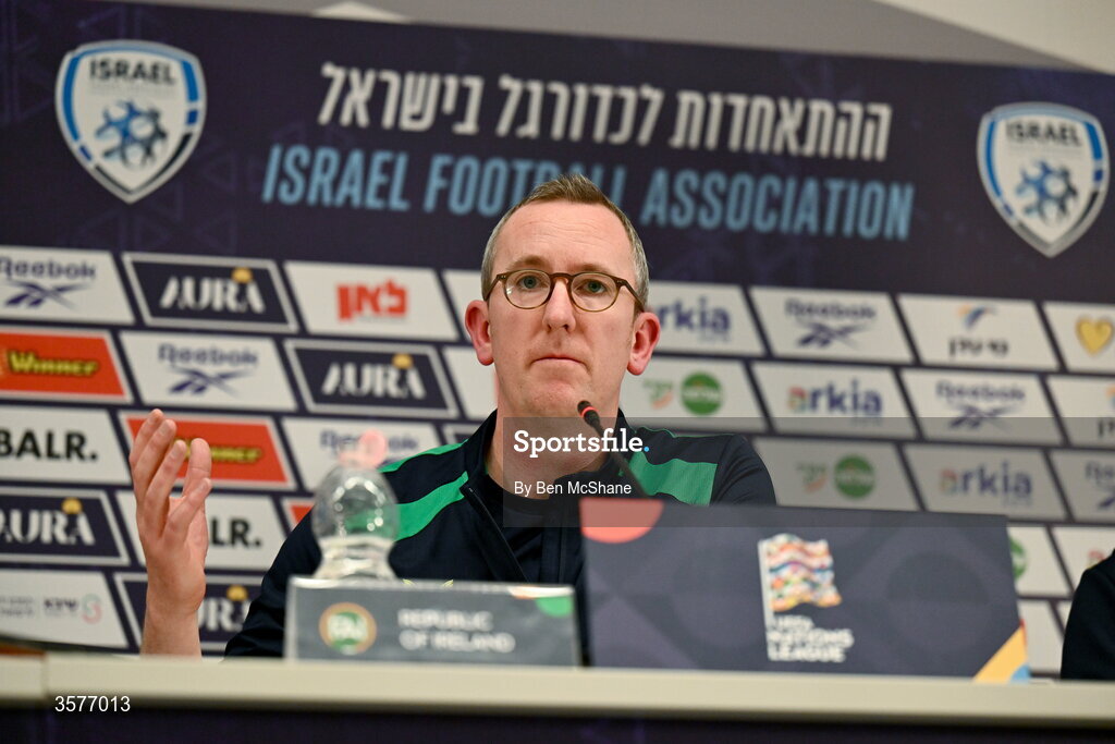 26 September 2026; FAI chief executive officer David Courell during the Republic of Ireland press conference at Nagyerdei Stadion in Debrecen, Hungary. Photo by Ben McShane/Sportsfile