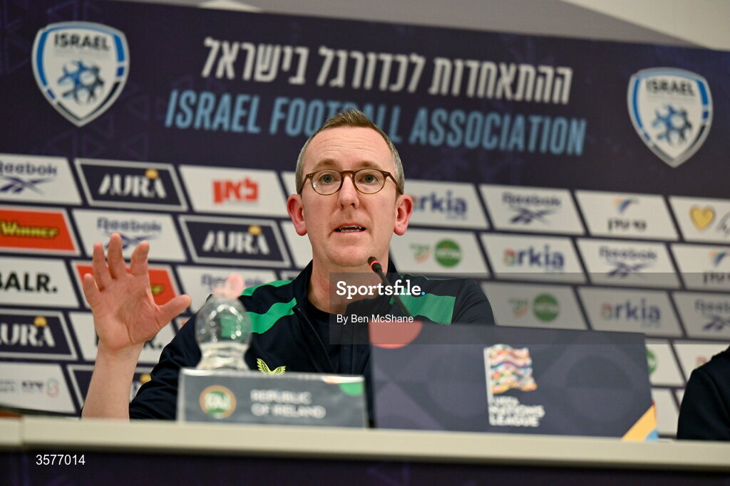 26 September 2026; FAI chief executive officer David Courell during the Republic of Ireland press conference at Nagyerdei Stadion in Debrecen, Hungary. Photo by Ben McShane/Sportsfile