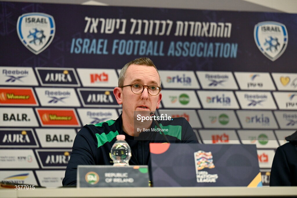 26 September 2026; FAI chief executive officer David Courell during the Republic of Ireland press conference at Nagyerdei Stadion in Debrecen, Hungary. Photo by Ben McShane/Sportsfile