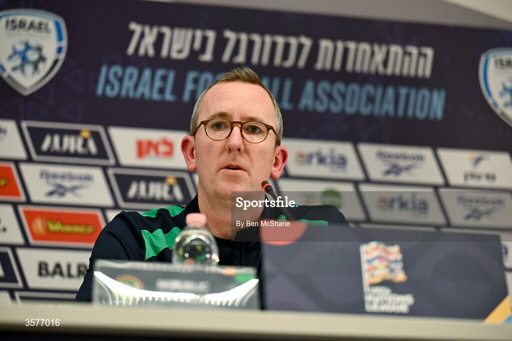 26 September 2026; FAI chief executive officer David Courell during the Republic of Ireland press conference at Nagyerdei Stadion in Debrecen, Hungary. Photo by Ben McShane/Sportsfile