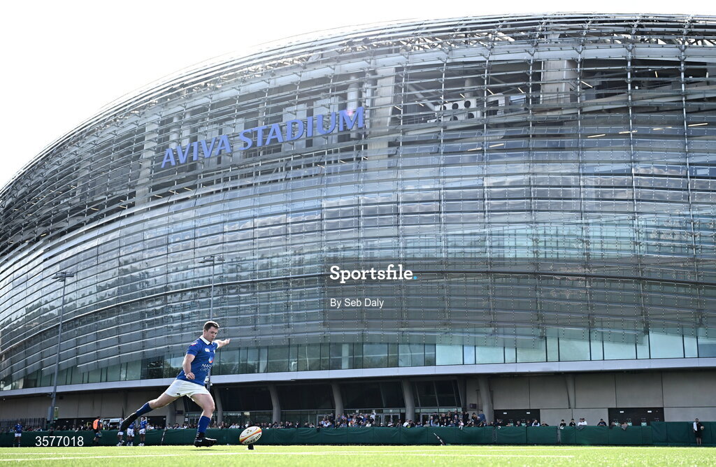 26 September 2026; Mick O'Gara of St Mary’s College kicks a conversion during the Energia Men's All-Ireland League Division 1A match between Lansdowne FC and St Mary's College RFC at the Aviva Stadium in Dublin. Photo by Seb Daly/Sportsfile