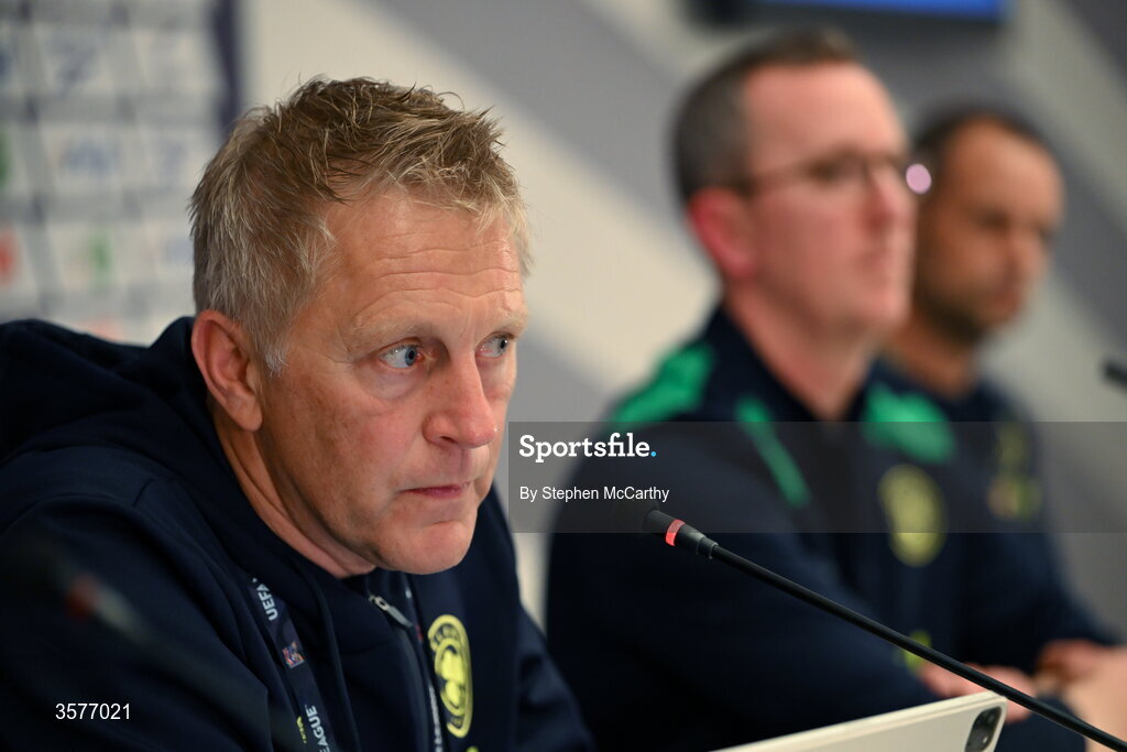 26 September 2026; Republic of Ireland head coach Heimir Hallgrimsson during the Republic of Ireland press conference at Nagyerdei Stadion in Debrecen, Hungary. Photo by Ben McShane/Sportsfile