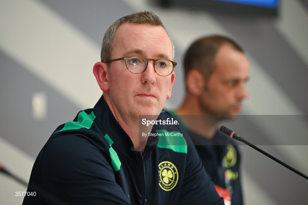 26 September 2026; FAI chief executive officer David Courell during the Republic of Ireland press conference at Nagyerdei Stadion in Debrecen, Hungary. Photo by Ben McShane/Sportsfile