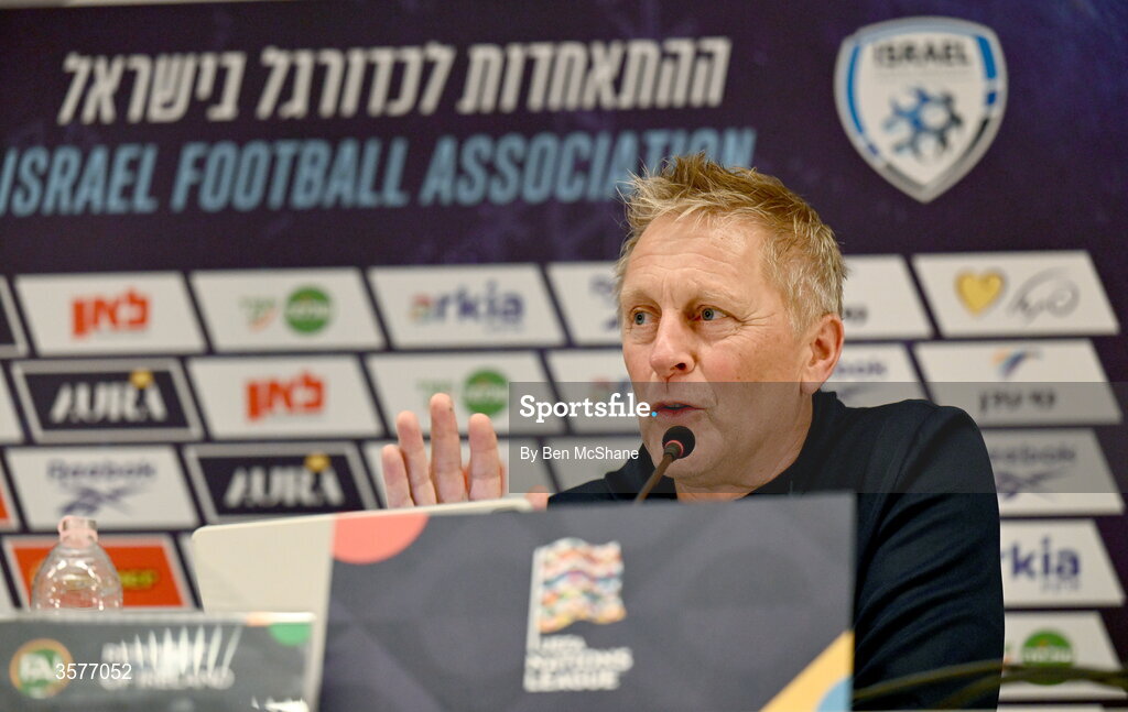 26 September 2026; Republic of Ireland head coach Heimir Hallgrimsson during the Republic of Ireland press conference at Nagyerdei Stadion in Debrecen, Hungary. Photo by Ben McShane/Sportsfile