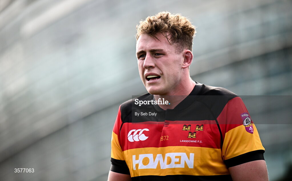 26 September 2026; Lansdowne captain Bobby Sheehan during the Energia Men's All-Ireland League Division 1A match between Lansdowne FC and St Mary's College RFC at the Aviva Stadium in Dublin. Photo by Seb Daly/Sportsfile