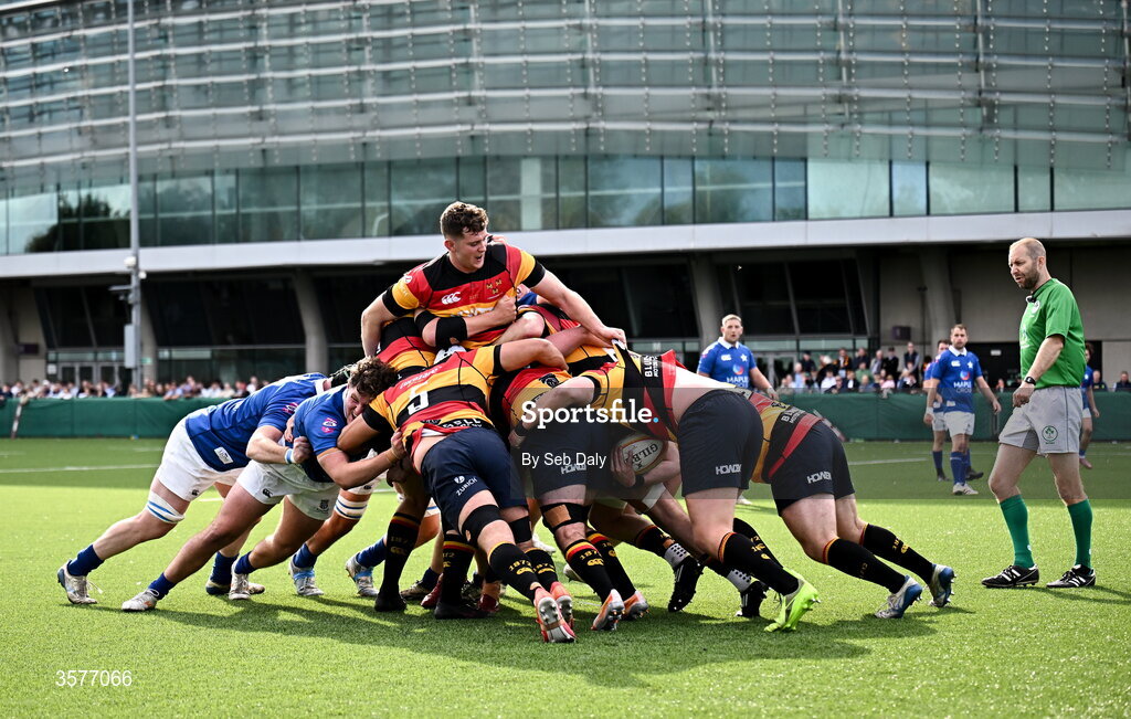 26 September 2026; A general view of a maul during the Energia Men's All-Ireland League Division 1A match between Lansdowne FC and St Mary's College RFC at the Aviva Stadium in Dublin. Photo by Seb Daly/Sportsfile
