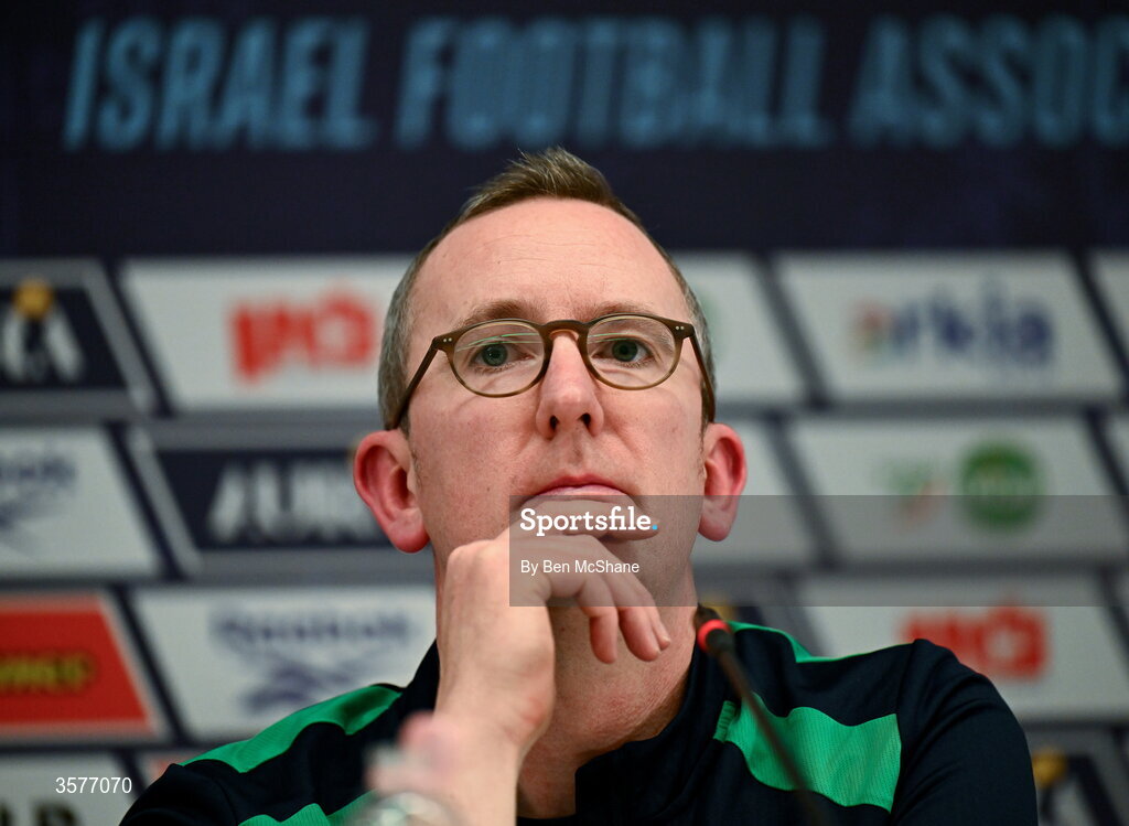 26 September 2026; FAI chief executive officer David Courell during the Republic of Ireland press conference at Nagyerdei Stadion in Debrecen, Hungary. Photo by Ben McShane/Sportsfile