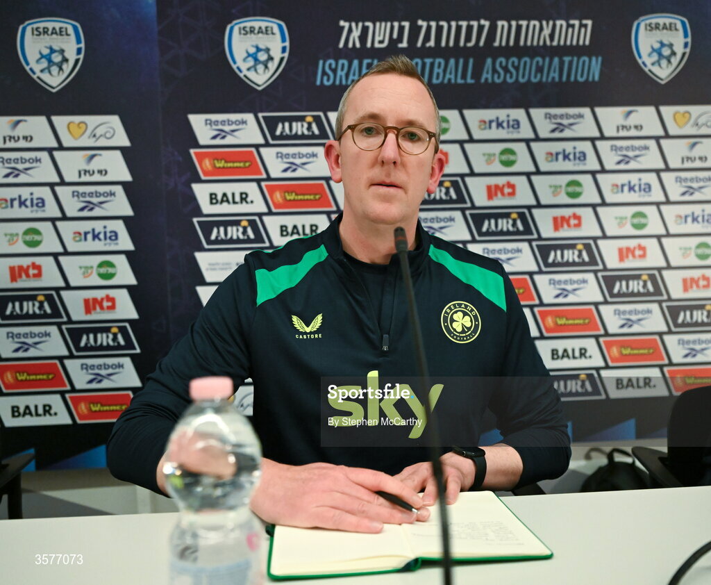 26 September 2026; FAI chief executive officer David Courell during the Republic of Ireland press conference at Nagyerdei Stadion in Debrecen, Hungary. Photo by Stephen McCarthy/Sportsfile