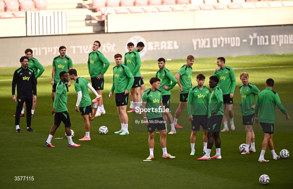 26 September 2026; Republic of Ireland players during the Republic of Ireland training session at Nagyerdei Stadion in Debrecen, Hungary. Photo by Ben McShane/Sportsfile