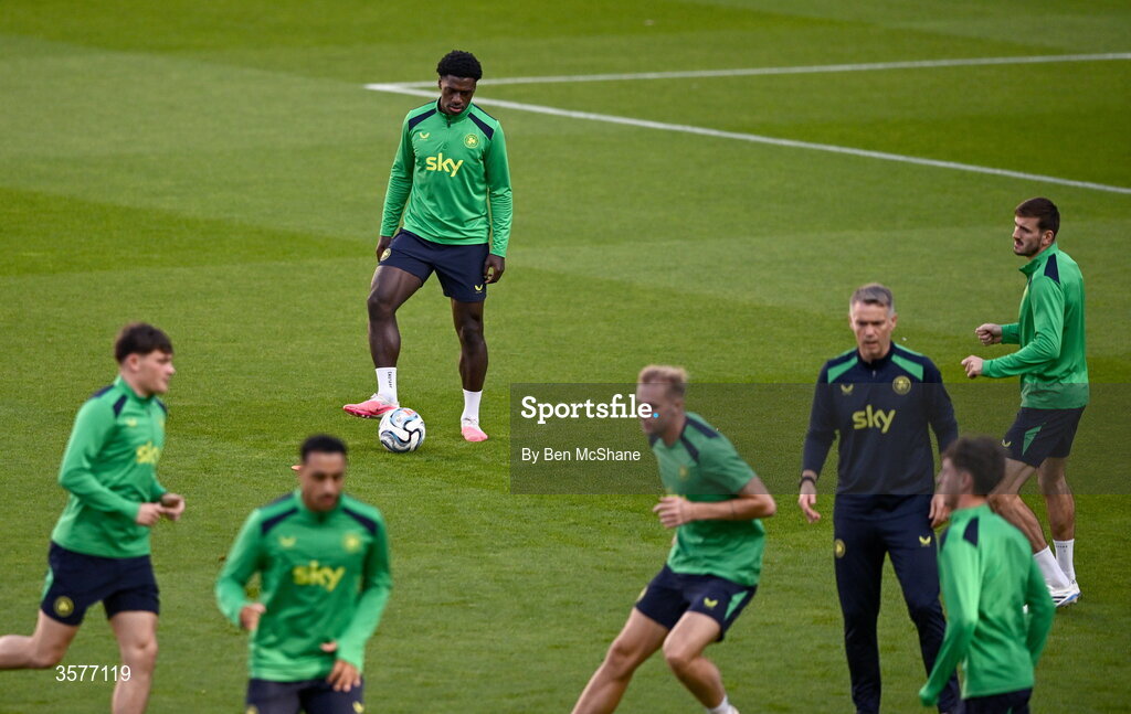 26 September 2026; James Abankwah during the Republic of Ireland training session at Nagyerdei Stadion in Debrecen, Hungary. Photo by Ben McShane/Sportsfile