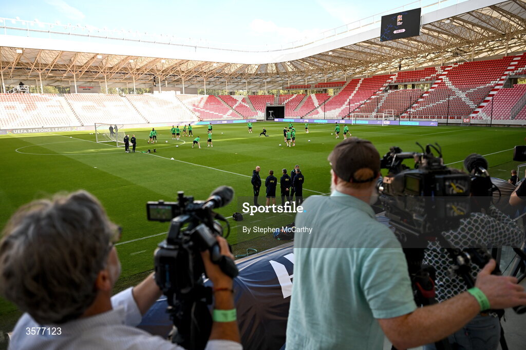 26 September 2026; A general view during the Republic of Ireland training session at Nagyerdei Stadion in Debrecen, Hungary. Photo by Stephen McCarthy/Sportsfile