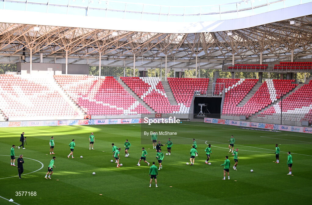26 September 2026; A general view during the Republic of Ireland training session at Nagyerdei Stadion in Debrecen, Hungary. Photo by Ben McShane/Sportsfile