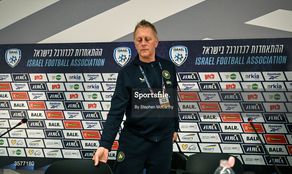 26 September 2026; Head coach Heimir Hallgrimsson during the Republic of Ireland press conference at Nagyerdei Stadion in Debrecen, Hungary. Photo by Stephen McCarthy/Sportsfile
