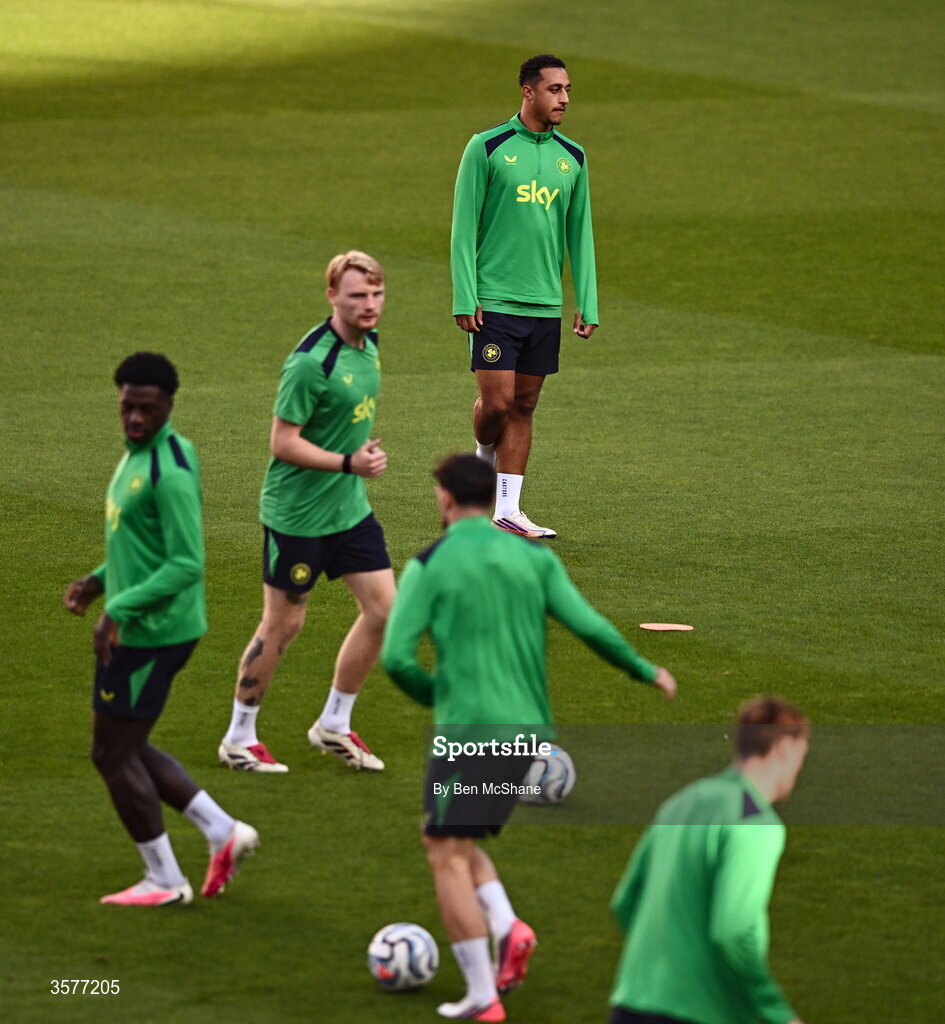 26 September 2026; Adam Idah during the Republic of Ireland training session at Nagyerdei Stadion in Debrecen, Hungary. Photo by Ben McShane/Sportsfile