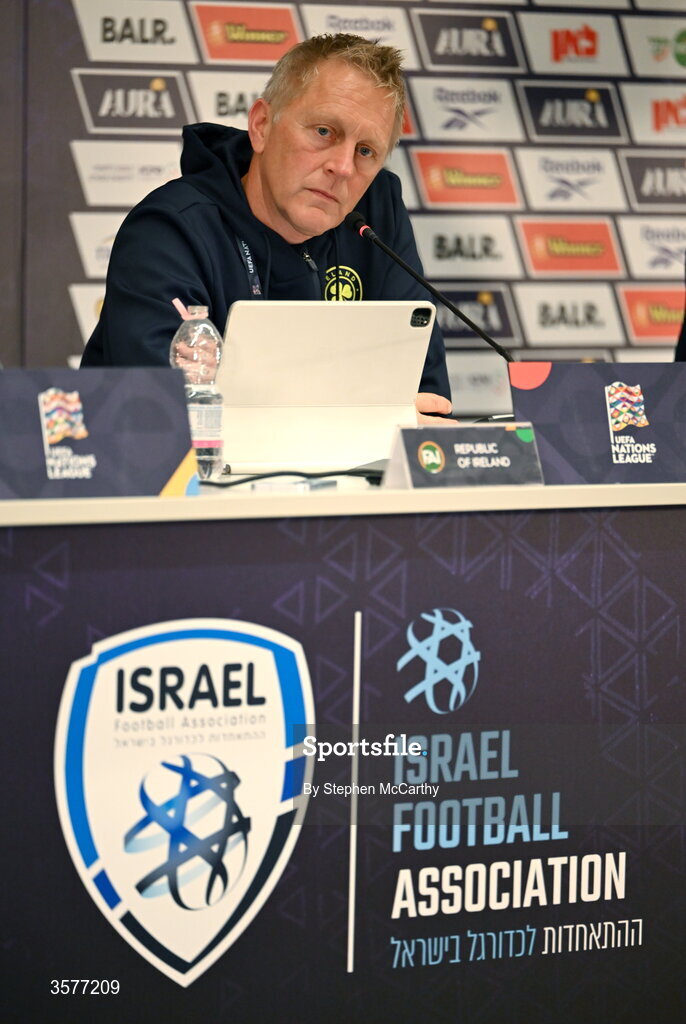 26 September 2026; Head coach Heimir Hallgrimsson during the Republic of Ireland press conference at Nagyerdei Stadion in Debrecen, Hungary. Photo by Stephen McCarthy/Sportsfile