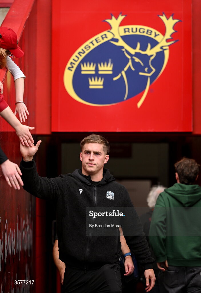 26 September 2026; Dan Lancaster of Glasgow Warriors before the United Rugby Championship match between Munster and Glasgow Warriors at Thomond Park in Limerick. Photo by Brendan Moran/Sportsfile