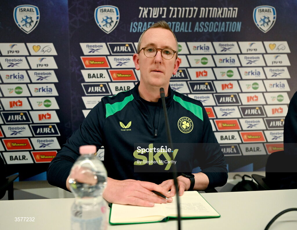 26 September 2026; FAI chief executive David Courell during the Republic of Ireland press conference at Nagyerdei Stadion in Debrecen, Hungary. Photo by Stephen McCarthy/Sportsfile
