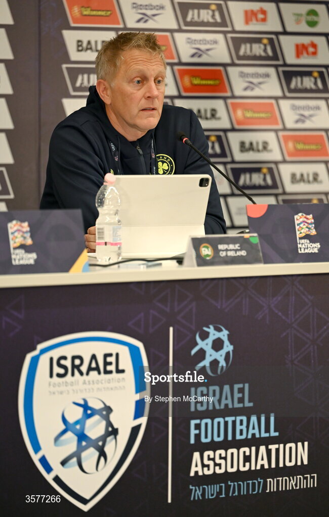 26 September 2026; Head coach Heimir Hallgrimsson during the Republic of Ireland press conference at Nagyerdei Stadion in Debrecen, Hungary. Photo by Stephen McCarthy/Sportsfile