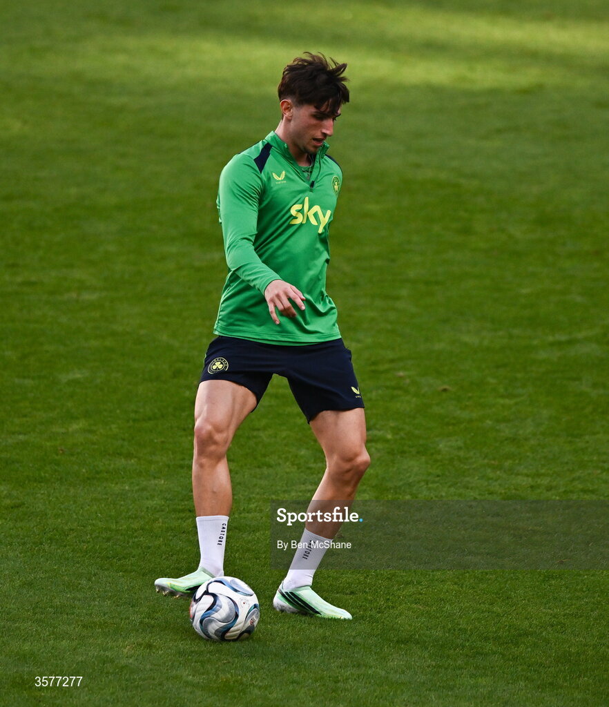 26 September 2026; Rocco Vata during the Republic of Ireland training session at Nagyerdei Stadion in Debrecen, Hungary. Photo by Ben McShane/Sportsfile