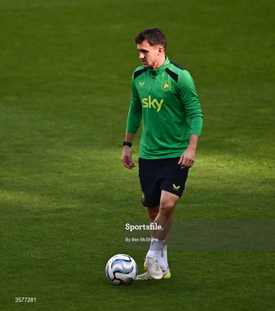 26 September 2026; Jason Knight during the Republic of Ireland training session at Nagyerdei Stadion in Debrecen, Hungary. Photo by Ben McShane/Sportsfile