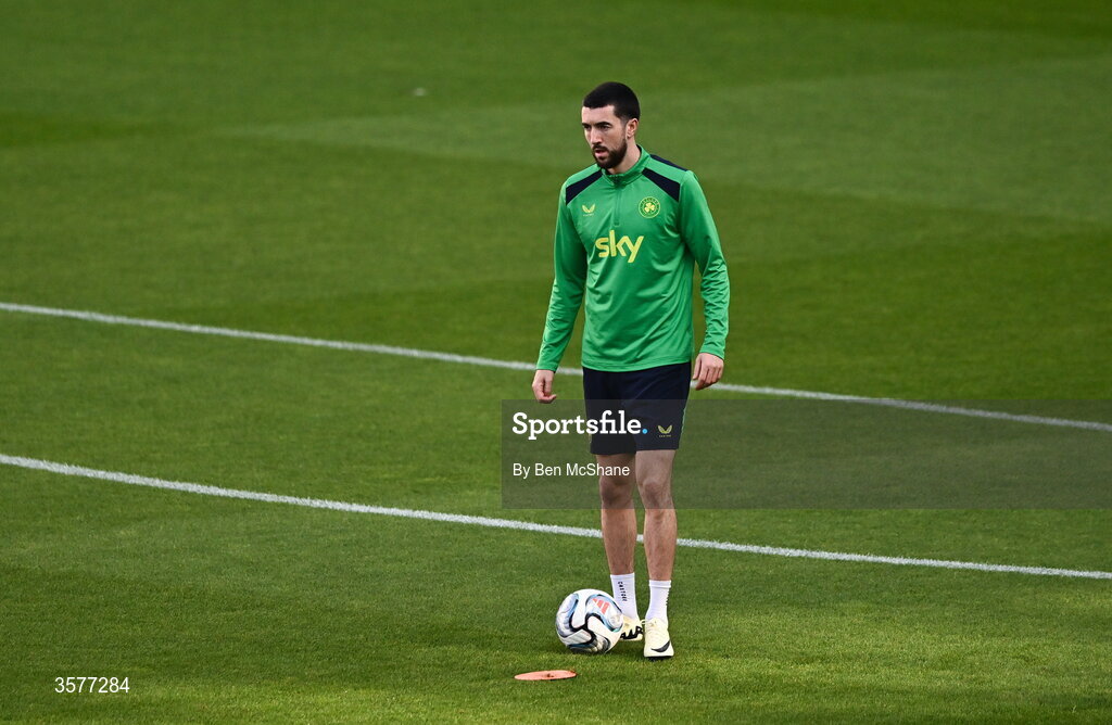 26 September 2026; Finn Azaz during the Republic of Ireland training session at Nagyerdei Stadion in Debrecen, Hungary. Photo by Ben McShane/Sportsfile