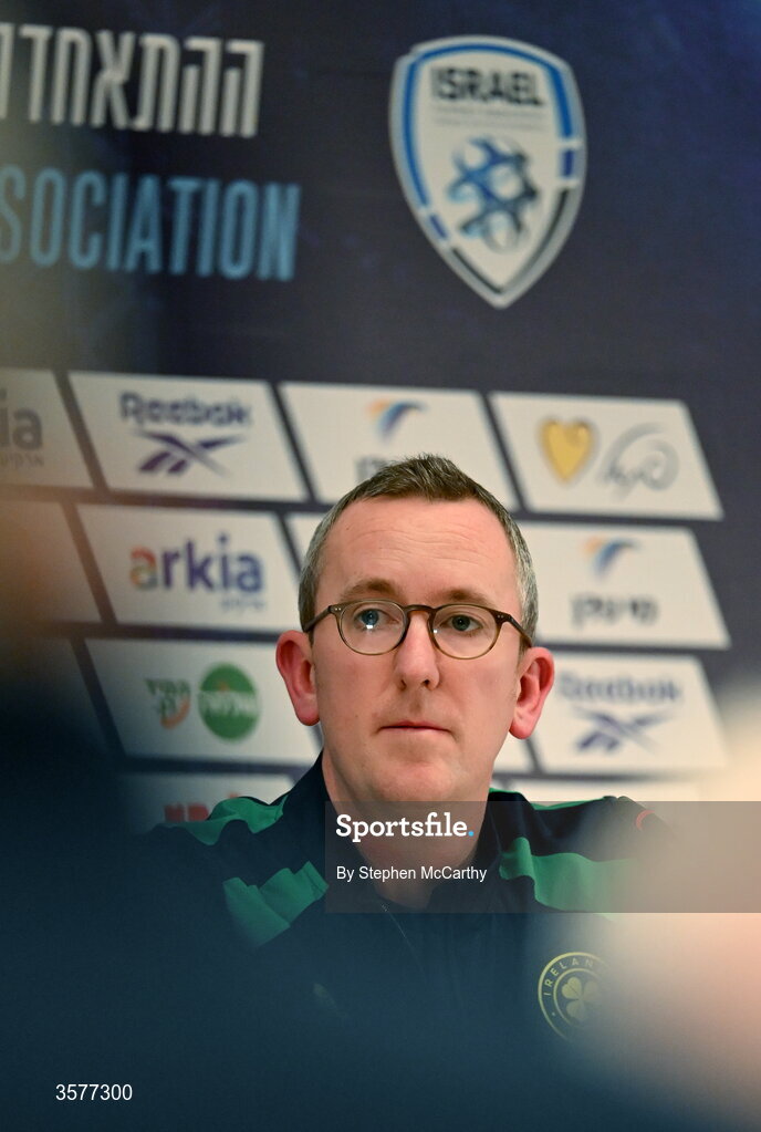 26 September 2026; FAI chief executive David Courell during the Republic of Ireland press conference at Nagyerdei Stadion in Debrecen, Hungary. Photo by Stephen McCarthy/Sportsfile