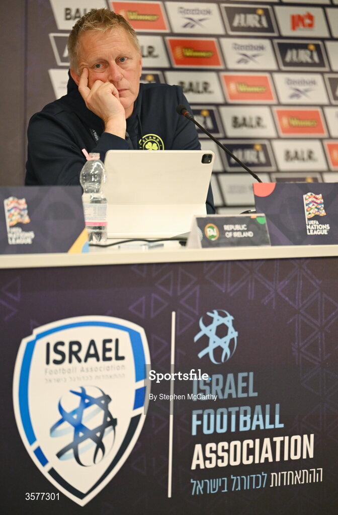 26 September 2026; Head coach Heimir Hallgrimsson during the Republic of Ireland press conference at Nagyerdei Stadion in Debrecen, Hungary. Photo by Stephen McCarthy/Sportsfile