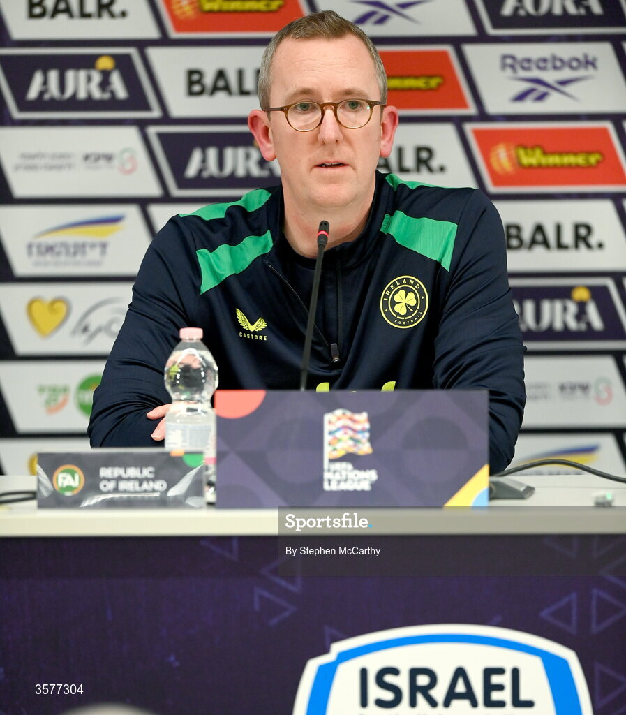 26 September 2026; FAI chief executive David Courell during the Republic of Ireland press conference at Nagyerdei Stadion in Debrecen, Hungary. Photo by Stephen McCarthy/Sportsfile