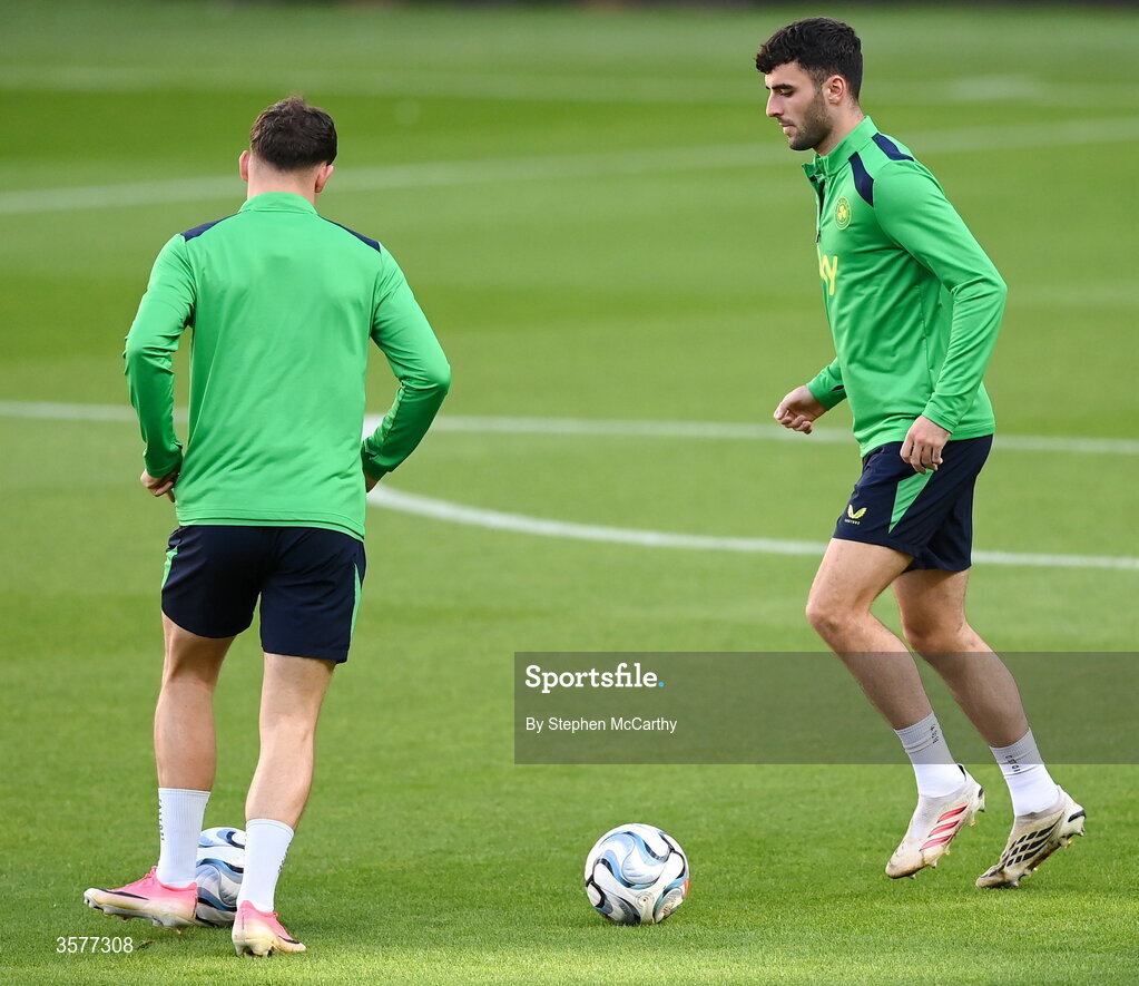 26 September 2026; Tom Cannon during the Republic of Ireland training session at Nagyerdei Stadion in Debrecen, Hungary. Photo by Stephen McCarthy/Sportsfile