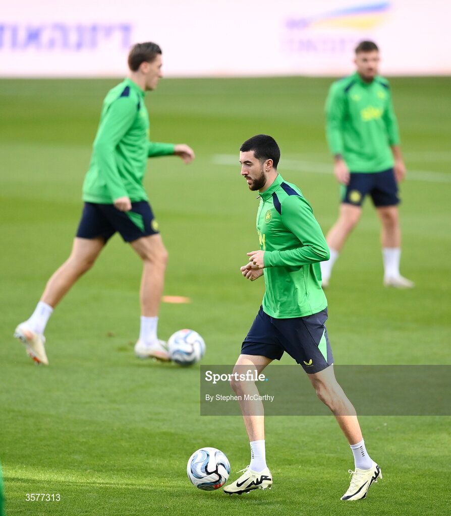 26 September 2026; Finn Azaz during the Republic of Ireland training session at Nagyerdei Stadion in Debrecen, Hungary. Photo by Stephen McCarthy/Sportsfile
